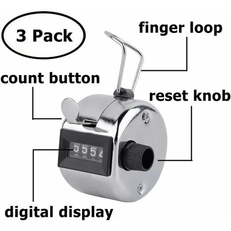 Compteur À Main 3 Pièces, Compteur De Tours Manuel À 4 Chiffres, Comptage Mécanique En Métal Jusqu'À 9999 Pour Le Casino 6 Compteur À Main 3 Pièces, Compteur De Tours Manuel À 4 Chiffres, Comptage Mécanique En Métal Jusqu'À 9999 Pour Le Casino – Image 4