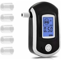 Éthylotest Numérique Alcootest Alcool Testeur D'Haleine Avec Ecran LCD Ethylomètre Rétroéclairage Inclus à à L'arrière De L'Alcootest Testeur D'alcool Portable