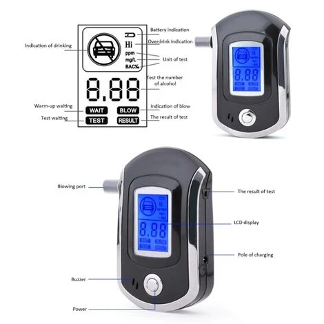 Éthylotest Numérique Alcootest Alcool Testeur D'Haleine Avec Ecran LCD Ethylomètre Rétroéclairage Inclus à à L'arrière De L'Alcootest Testeur D'alcool Portable 4 Éthylotest Numérique Alcootest Alcool Testeur D'Haleine Avec Ecran LCD Ethylomètre Rétroéclairage Inclus à à L'arrière De L'Alcootest Testeur D'alcool Portable – Image 2