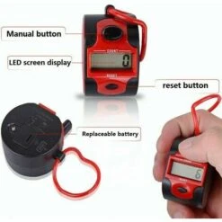 Compteurs électroniques (lot De 2), Compteurs Numériques Manuels Avec Anneau, Cliqueur De Golf Portatif, Cliqueur De Chiffres Bouddha (rouge + Jaune) -Promos Outil Virtuose Magasin 85349005 3