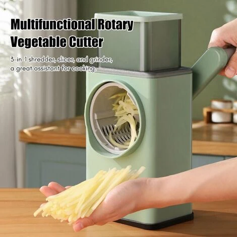 Coupe-légumes Multifonctionnel Hachoir Rotatif Râpe à Fromage 3 En 1 Déchiqueteuse Trancheuse Broyeur Machine à Salade Avec Lames De Rouleau En Acier Inoxydable Pour Légumes Fruits Noix 4 Coupe-légumes Multifonctionnel Hachoir Rotatif Râpe à Fromage 3 En 1 Déchiqueteuse Trancheuse Broyeur Machine à Salade Avec Lames De Rouleau En Acier Inoxydable Pour Légumes Fruits Noix – Image 2