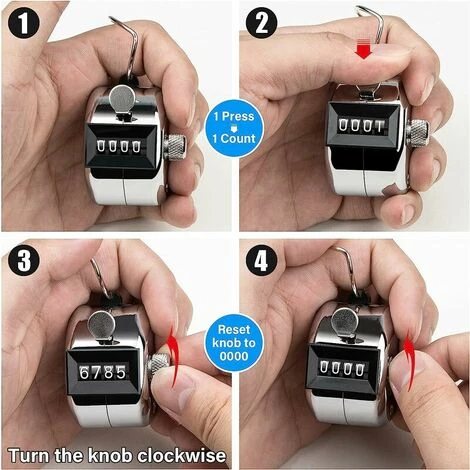 Compteur à Main, Compteur En Métal, Compteur à Cliquet, Compteur à 4 Chiffres Pour Compteur De Personnes, Golf, Compteur De Rangées, Tricot. 6 Compteur à Main, Compteur En Métal, Compteur à Cliquet, Compteur à 4 Chiffres Pour Compteur De Personnes, Golf, Compteur De Rangées, Tricot. – Image 4