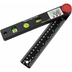 Règle D'angle Numérique Rapporteur Règle Niveau à Bulle Goniomètre Numérique 230mm Jauges D'angle à 360 ° Avec Bulle De Niveau De Cercle Vertical Horizontal, Écran LCD, Double Échelle Règle