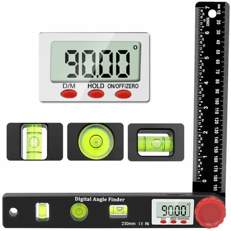 Règle D'angle Numérique Rapporteur Règle Niveau à Bulle Goniomètre Numérique 230mm Jauges D'angle à 360 ° Avec Bulle De Niveau De Cercle Vertical Horizontal, Écran LCD, Double Échelle Règle 6 Règle D'angle Numérique Rapporteur Règle Niveau à Bulle Goniomètre Numérique 230mm Jauges D'angle à 360 ° Avec Bulle De Niveau De Cercle Vertical Horizontal, Écran LCD, Double Échelle Règle – Image 4