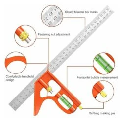 ZXPASRA Équerre Combinée 300mm - Métrique - Équerre à Combinaison Universelle Et Précise En Métal Avec Butée Et Outil De Traçage - Outil De Mesure Professionnel -Promos Outil Virtuose Magasin 85805432 3