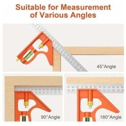 ZXPASRA Équerre Combinée 300mm - Métrique - Équerre à Combinaison Universelle Et Précise En Métal Avec Butée Et Outil De Traçage - Outil De Mesure Professionnel -Promos Outil Virtuose Magasin 85805432 5