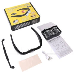 Lunette Loupe Avec 2 LED, Frontale Grossissantes Avec 4 Lentilles Amovibles Pour Lecture, Bijoutier, Couture, Et Bricolage (1.5X-5X) -Promos Outil Virtuose Magasin 86048483 4