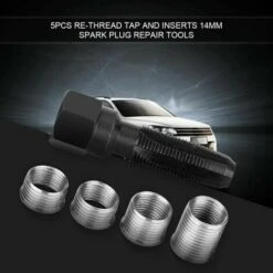 DHKLFA Kit Filetage Bougie, 5 Pcs Kit Réparation De Filetage De Bougie D'allumage De 14 Mm -Promos Outil Virtuose Magasin 87907701 3