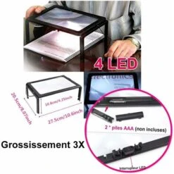 A4 Pleine Page Loupe De Lecture Loupe Sur Pied Rectangulaire Mains Libres Avec 4 LED Lampe Lentille De Grossissement 3X Pour Lire Pour Les Personnes âgées Les Aînés Et Les Malvoyants De -Promos Outil Virtuose Magasin 88007049 4