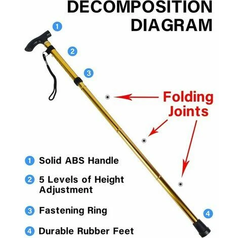 Bâtons De Marche Pliants, Aluminium Canne De Marche Réglable Poids Léger Portable Voyage Bâtons De Randonnée Poignée Ergonomique Antidérapante Alpenstock Pour Femmes Hommes Randonneurs Aînés MOON 6 Bâtons De Marche Pliants, Aluminium Canne De Marche Réglable Poids Léger Portable Voyage Bâtons De Randonnée Poignée Ergonomique Antidérapante Alpenstock Pour Femmes Hommes Randonneurs Aînés MOON – Image 4