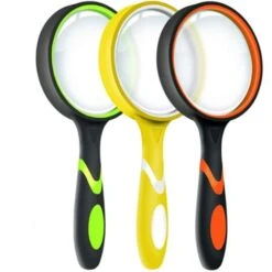 Lot De 3 Loupes Grossissantes 10X Pour La Lecture Des Enfants, Loupe Portable Antidérapante, Grandes Loupes De 75 Mm