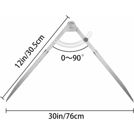 Compas à Pointes Sèches Professionnel En Acier Carbone Compas 300mm Grand Diamètre Pour Charpentier Menuisier Ébéniste Architecte Tailleurs De Pierre, Jauge Precision De Marquage Industriel 4 Compas à Pointes Sèches Professionnel En Acier Carbone Compas 300mm Grand Diamètre Pour Charpentier Menuisier Ébéniste Architecte Tailleurs De Pierre, Jauge Precision De Marquage Industriel – Image 2