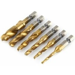 6 Pcs Composite Titanium Coating, HSS Hexagonal Handle Metric Bit And Tap Set M3 - M10 (1 / 4 Inch) -Promos Outil Virtuose Magasin 89221672 3