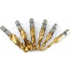 6 Pcs Composite Titanium Coating, HSS Hexagonal Handle Metric Bit And Tap Set M3 - M10 (1 / 4 Inch) -Promos Outil Virtuose Magasin 89221672 4
