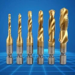 6 Pcs Composite Titanium Coating, HSS Hexagonal Handle Metric Bit And Tap Set M3 - M10 (1 / 4 Inch) -Promos Outil Virtuose Magasin 89221672 5