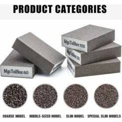 12pcs Éponge De Ponçage, Cales à Poncer Kit Polissage Grain 60/80/100/120/180/220 Spécifications Lavables Et Réutilisables -Promos Outil Virtuose Magasin 89947886 3