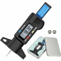 Jauge De Profondeur Numérique De Pneu-Jauge De Profondeur De Bande De Roulement De Pneu-Gauge LCD Metrique/Pouce 0-25.4mm Avec Boîte De Fer & Batterie De Secours Pour Auto Moto Vans Camions