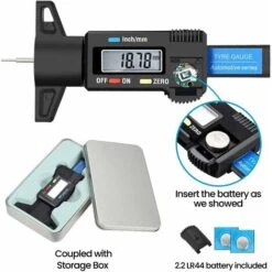 Jauge De Profondeur Numérique De Pneu-Jauge De Profondeur De Bande De Roulement De Pneu-Gauge LCD Metrique/Pouce 0-25.4mm Avec Boîte De Fer & Batterie De Secours Pour Auto Moto Vans Camions -Promos Outil Virtuose Magasin 90051767 3