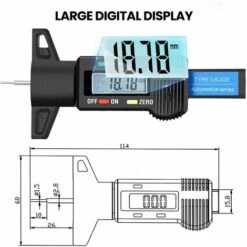 Jauge De Profondeur Numérique De Pneu-Jauge De Profondeur De Bande De Roulement De Pneu-Gauge LCD Metrique/Pouce 0-25.4mm Avec Boîte De Fer & Batterie De Secours Pour Auto Moto Vans Camions -Promos Outil Virtuose Magasin 90051767 4