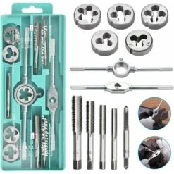 Lot De 12 Tarauds Et Filières En Acier Filière Filetage Professionnels M61.0 M71.0 M81.25 M101.5 M121.75 Pour Installation à Domicile Décoration Construction De Ponts Ferroviaires