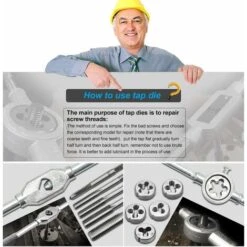 Lot De 12 Tarauds Et Filières En Acier Filière Filetage Professionnels M61.0 M71.0 M81.25 M101.5 M121.75 Pour Installation à Domicile Décoration Construction De Ponts Ferroviaires -Promos Outil Virtuose Magasin 90399656 4
