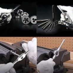 Lot De 12 Tarauds Et Filières En Acier Filière Filetage Professionnels M61.0 M71.0 M81.25 M101.5 M121.75 Pour Installation à Domicile Décoration Construction De Ponts Ferroviaires -Promos Outil Virtuose Magasin 90399656 5