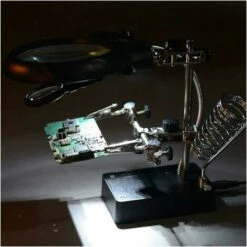 Station Troisième Main Au Soudage 5LEDs Loupe à Poser 2,5X/7,5X/10X Lentille Support Avec Pince Pour Soudure Réparation Modelage - Noir -Promos Outil Virtuose Magasin 90519879 3