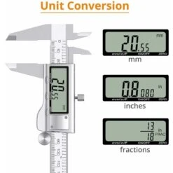 Pied à Coulisse Numérique 200 Mm En Acier Inoxydable Avec 32 Lamp Jauge D’Épaisseur Conversion De F/inch/mm Avec Grand Écran LCD Caliper VernierMesure De Diamètre, Calibre Profondeur -Promos Outil Virtuose Magasin 90696690 4