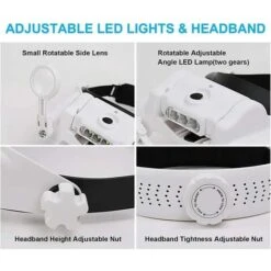 Loupe De Casque Avec Lampe LED, Amplificateur De Casque Rechargeable, Loupe De Casque Avec 6 Lentilles Amovibles, Loupe Mains Libres Pour Bijoux, Artisanat, Réparation -Promos Outil Virtuose Magasin 91087122 4
