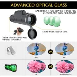 Télescope Monoculaire 40x60 Pour Adultes, Lunette Monoculaire étanche HD à Prisme Haute Puissance, Noir,BISBISOUS 11 Télescope Monoculaire 40x60 Pour Adultes, Lunette Monoculaire étanche HD à Prisme Haute Puissance, Noir,BISBISOUS -Promos Outil Virtuose Magasin 91923557 5