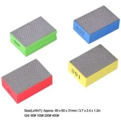 4 Pièces Tampons De Polissage à La Main En Diamant Blocs De Ponçage Manuels Pour Taille De Pierre De Carrelage ébavurage 60 100 200 400 Grain -Promos Outil Virtuose Magasin 92911282 5