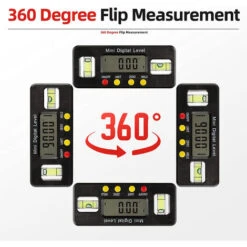 Niveau Electronique,Inclinomètre Numérique Rapporteur, Avec Affichage, Avec Base Magnétique, Haute Précision, Avec Affichage De Maintien De La Lecture Et Fonction De Retournement. -Promos Outil Virtuose Magasin 92923522 4
