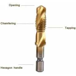 Tarauder à Filetage Métrique, Foret Taraud HSS, 6pcs Foret Embout Kit, Forets à Marteau Countersink Tap (M3-M10) Pour Filetage à Tête Hex Titane, Forets à Queue Hex Pour Métal Et Bois -Promos Outil Virtuose Magasin 93109705 3