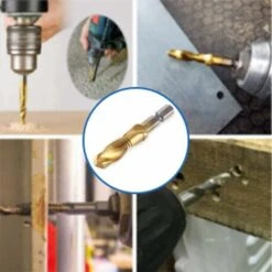 Tarauder à Filetage Métrique, Foret Taraud HSS, 6pcs Foret Embout Kit, Forets à Marteau Countersink Tap (M3-M10) Pour Filetage à Tête Hex Titane, Forets à Queue Hex Pour Métal Et Bois -Promos Outil Virtuose Magasin 93109705 5