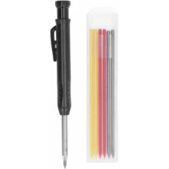 Stylo à Tracer Pour Le Travail Du Bois En Carbure De Tungstène Noir Kit D'outils De Marquage Pointu Avec Recharges De Rechange(Recharge Tricolore)