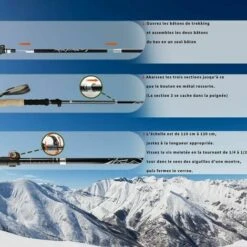 Bâtons De Randonnée Bâtons De Marche Telescopique Bâtons Nordique En Aluminium Réglable De 36 à 130 Cm Ultraléger Antichoc Antidérapant Canne De Marche,Idéal Pour Randonnées,Camping,Ski -Promos Outil Virtuose Magasin 93949725 4