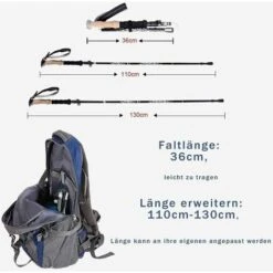 Bâtons De Randonnée Bâtons De Marche Telescopique Bâtons Nordique En Aluminium Réglable De 36 à 130 Cm Ultraléger Antichoc Antidérapant Canne De Marche,Idéal Pour Randonnées,Camping,Ski -Promos Outil Virtuose Magasin 93949725 5