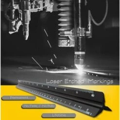 Règle D'architecte Triangulaire En Aluminium, Métrique 1:20, 1:25, 1:50, 1:75, 1:100, 1:125, Standard 30,5 Cm Environ, Pour Architectes, étudiants, Dessinateurs Et Ingénieurs, Noir -Promos Outil Virtuose Magasin 94671809 5