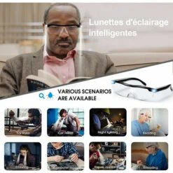 Lunettes De Lecture - Loupe De Vision Puissante Avec Lumière LED, Grossissement De 160%, Pour Lecture,Tous Les Travaux De Précision,Réparations,Couture, Montres Et Artisanat -Promos Outil Virtuose Magasin 95024399 5