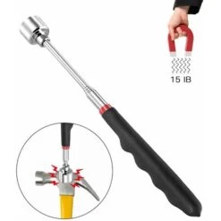 Outil De Ramassage Télescopique Magnétique 5 Pièces, Kit D'outils Extensible Avec Lumière LED, Y Compris 15 Lb/1 Lb/miroir D'inspection Rond/carré/poignée Télescopique Pivotant à 360° Pour La Vue Et L -Promos Outil Virtuose Magasin 95476101 4