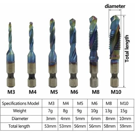 Coffret Tarauds Et Filières DT-6S Lot De 6 Tarauds Métriques 6 Pans Coudés M3 M4 M5 M6 M8 M10 Outils à Main Pour Métal Souple, Plaque En Aluminium, Fer, Etc. 4 Coffret Tarauds Et Filières DT-6S Lot De 6 Tarauds Métriques 6 Pans Coudés M3 M4 M5 M6 M8 M10 Outils à Main Pour Métal Souple, Plaque En Aluminium, Fer, Etc. – Image 2