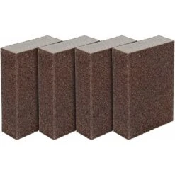 Eponge Abrasive Et Cale à Poncer　Lot De 4 éponges/Blocs De Ponçage Pour Surfaces Humides Et Sèches, Moyenne Fine (Grade 120 à 150) Ponçage