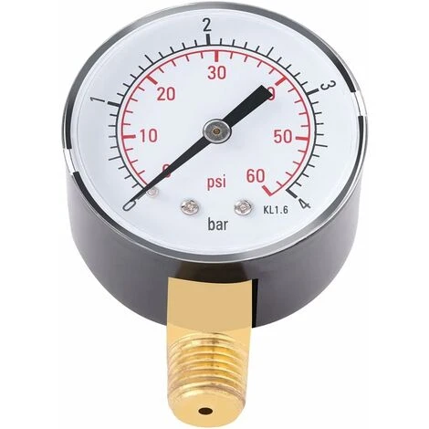 Autre Outil De Mesure Et Traçage Jauge De Pression Pour L'huile D'air Ou L'eau 0-4bar / 0-60psi NPT, 1/4"NPT Bottom Mount 4 Autre Outil De Mesure Et Traçage Jauge De Pression Pour L'huile D'air Ou L'eau 0-4bar / 0-60psi NPT, 1/4"NPT Bottom Mount – Image 2