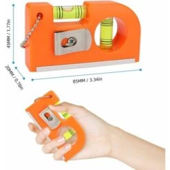 Niveau à Bulle　2pcs Petit Outil De Niveau De Poche, Niveaux à Mini-torpilles Au Niveau à Bulle Avec Porte-clés En Métal à Deux Niveaux Et Crochet Pour Carreaux -Promos Outil Virtuose Magasin 96340765 5