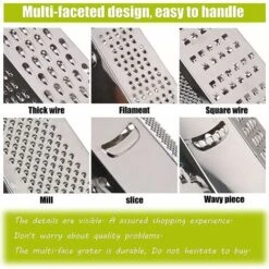 Rape 6 Ctés Trancheuse à Fromage Légumes Acier Inoxydable Rape à Usage Multiple Filamenteux Petites Et Grosses Lamelles -Promos Outil Virtuose Magasin 96340799 3