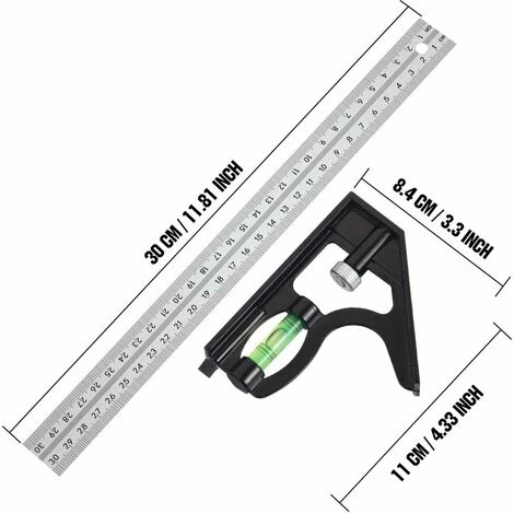 Equerre Équerre Combinée 300 Mm Acier Inoxydable Règle D'angle De Combinaison Combinaison Carrée Outils De Mesure 4 Equerre Équerre Combinée 300 Mm Acier Inoxydable Règle D'angle De Combinaison Combinaison Carrée Outils De Mesure – Image 2