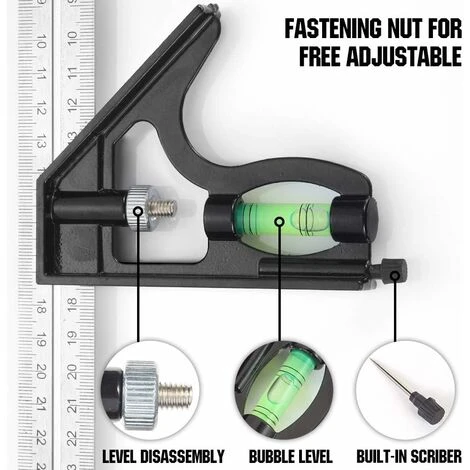 Equerre Équerre Combinée 300 Mm Acier Inoxydable Règle D'angle De Combinaison Combinaison Carrée Outils De Mesure 5 Equerre Équerre Combinée 300 Mm Acier Inoxydable Règle D'angle De Combinaison Combinaison Carrée Outils De Mesure – Image 3
