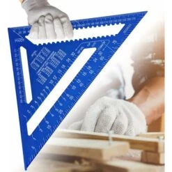 Promotion Equerre Menuisier MULTI FONCTIONS 180 Mm Metal Aluminium Regle Équerre Trusquin Guide Raporteur Angle 45 90 Degres Outillage Charpentier Outil Traçage Guidage Menuiserie Bois - Bleu