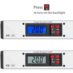 0-225 ° Rapporteur D'angle Numérique 400 Mm / 16 Pouces Règle D'angle Horizontal Numérique LCD Rétroéclairé Niveaux à Bulle Pour Bricolage Ingénierie De Toiture Avec Batterie Et Pochette -Promos Outil Virtuose Magasin 97197682 3