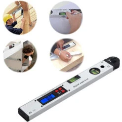 0-225 ° Rapporteur D'angle Numérique 400 Mm / 16 Pouces Règle D'angle Horizontal Numérique LCD Rétroéclairé Niveaux à Bulle Pour Bricolage Ingénierie De Toiture Avec Batterie Et Pochette -Promos Outil Virtuose Magasin 97197682 4